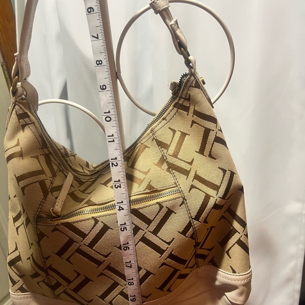 Great American Leather Tan Monogram Shoulder Hobo Bag Y2K - Picture 12 of 13
